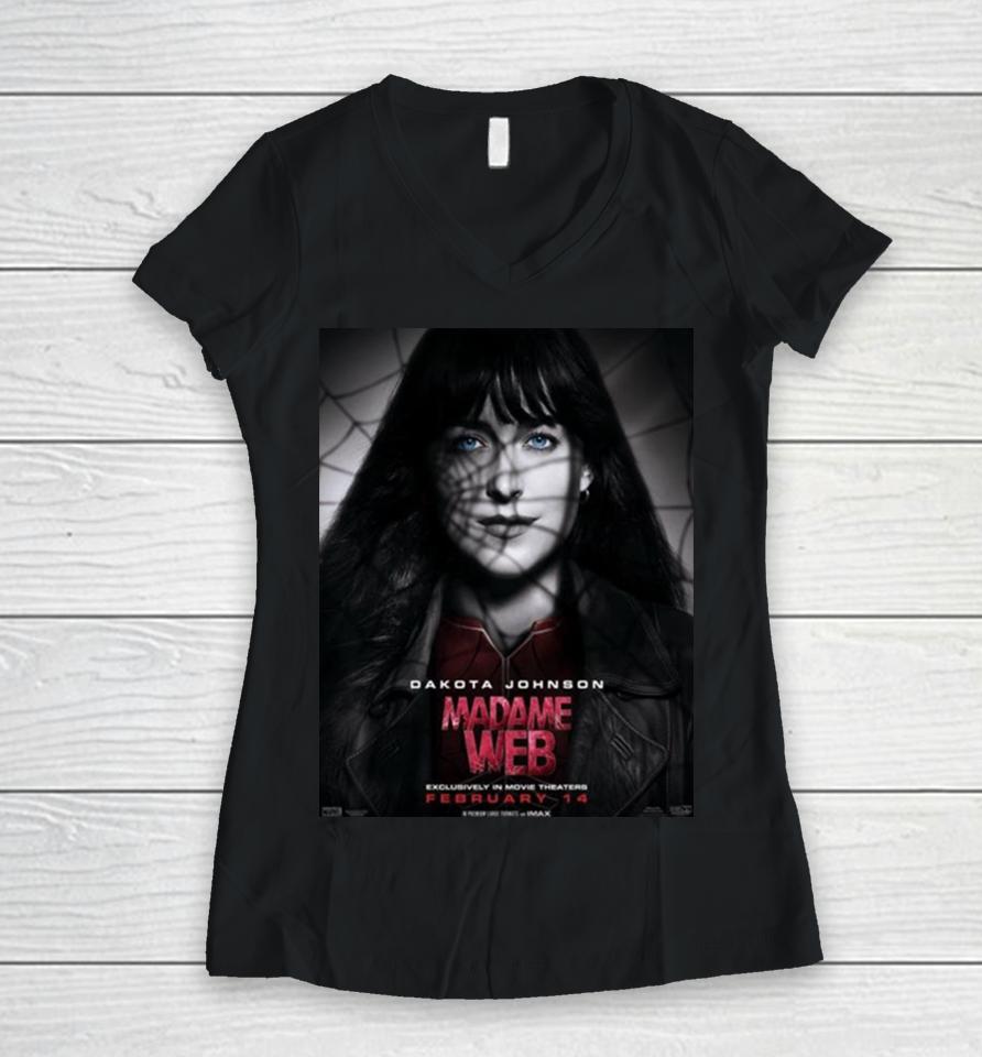 Dakota Johnson Madame Web Exclusively In Movie Theaters On February 14 Women V-Neck T-Shirt