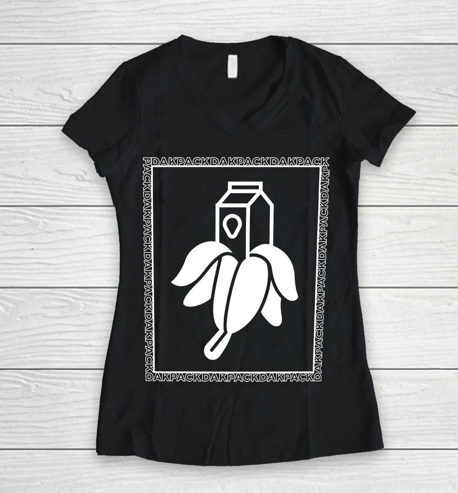 Dakpack Milky Banana Frame Women V-Neck T-Shirt