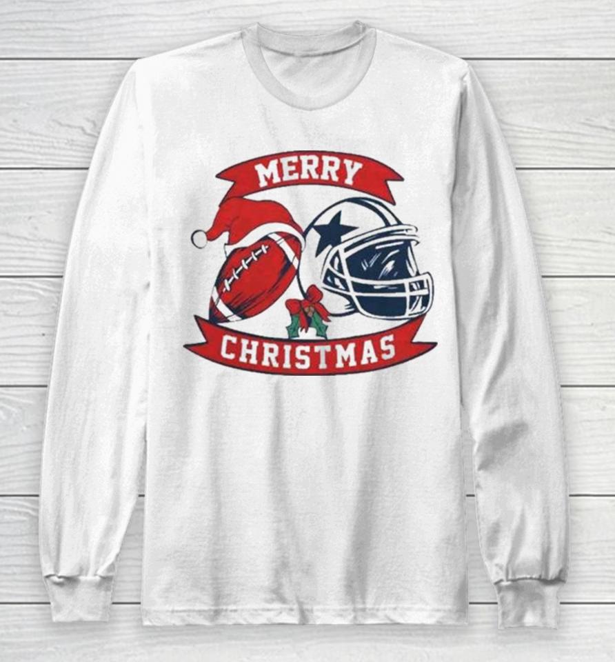 Dallas Cowboy Football Santa Hat Merry Christmas 2023 Long Sleeve T-Shirt
