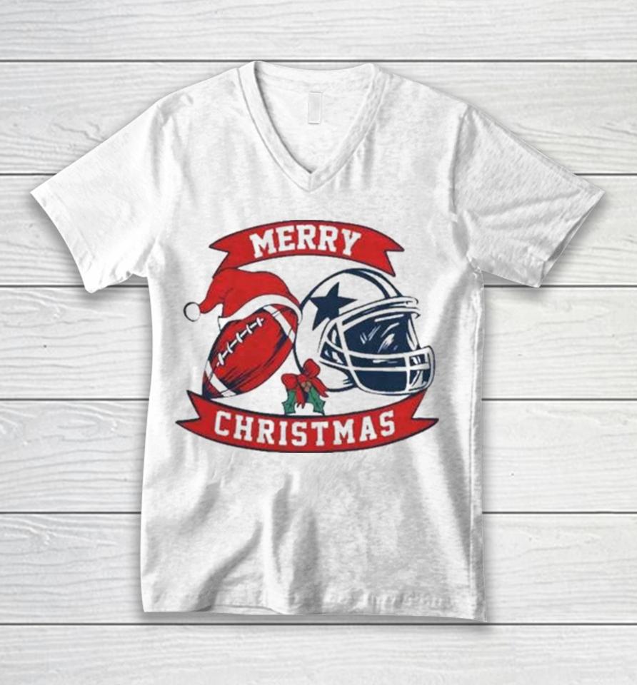 Dallas Cowboy Football Santa Hat Merry Christmas 2023 Unisex V-Neck T-Shirt