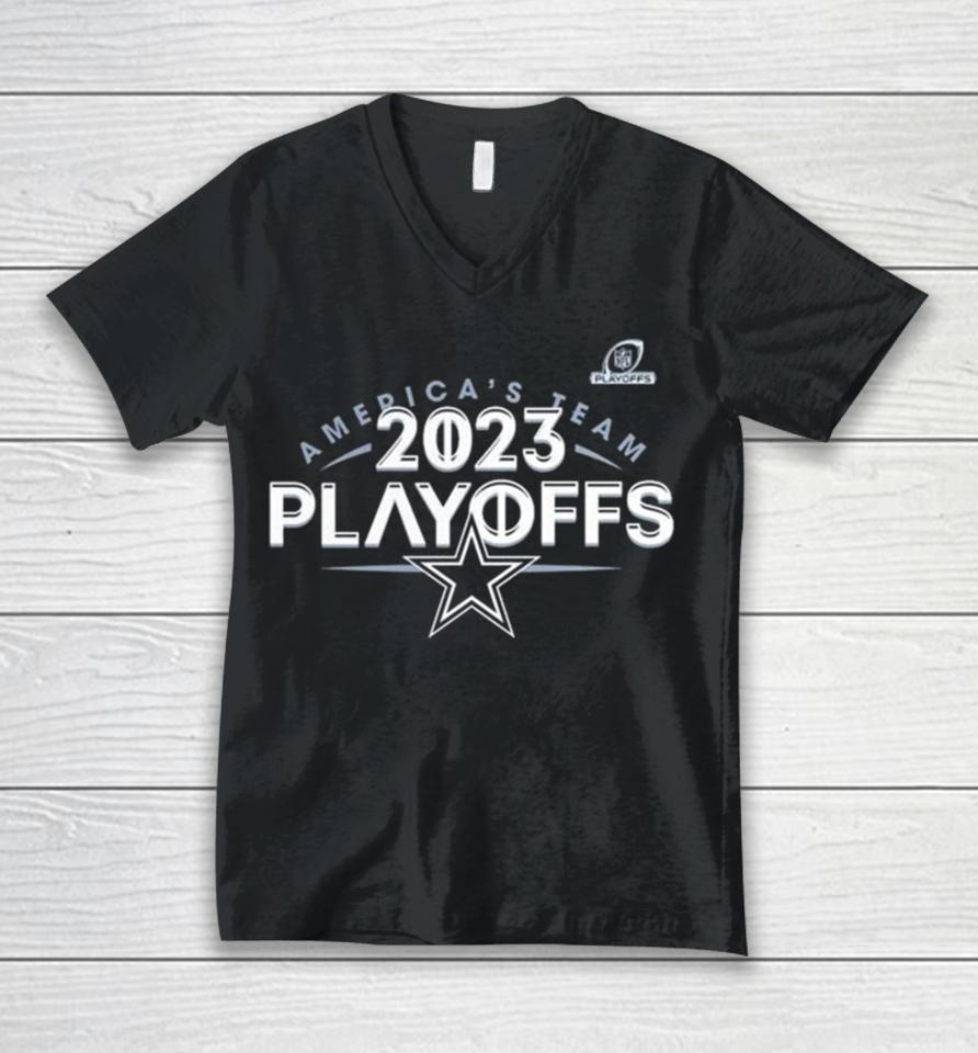 Dallas Cowboys 2023 Nfl Playoffs America’s Team Unisex V-Neck T-Shirt