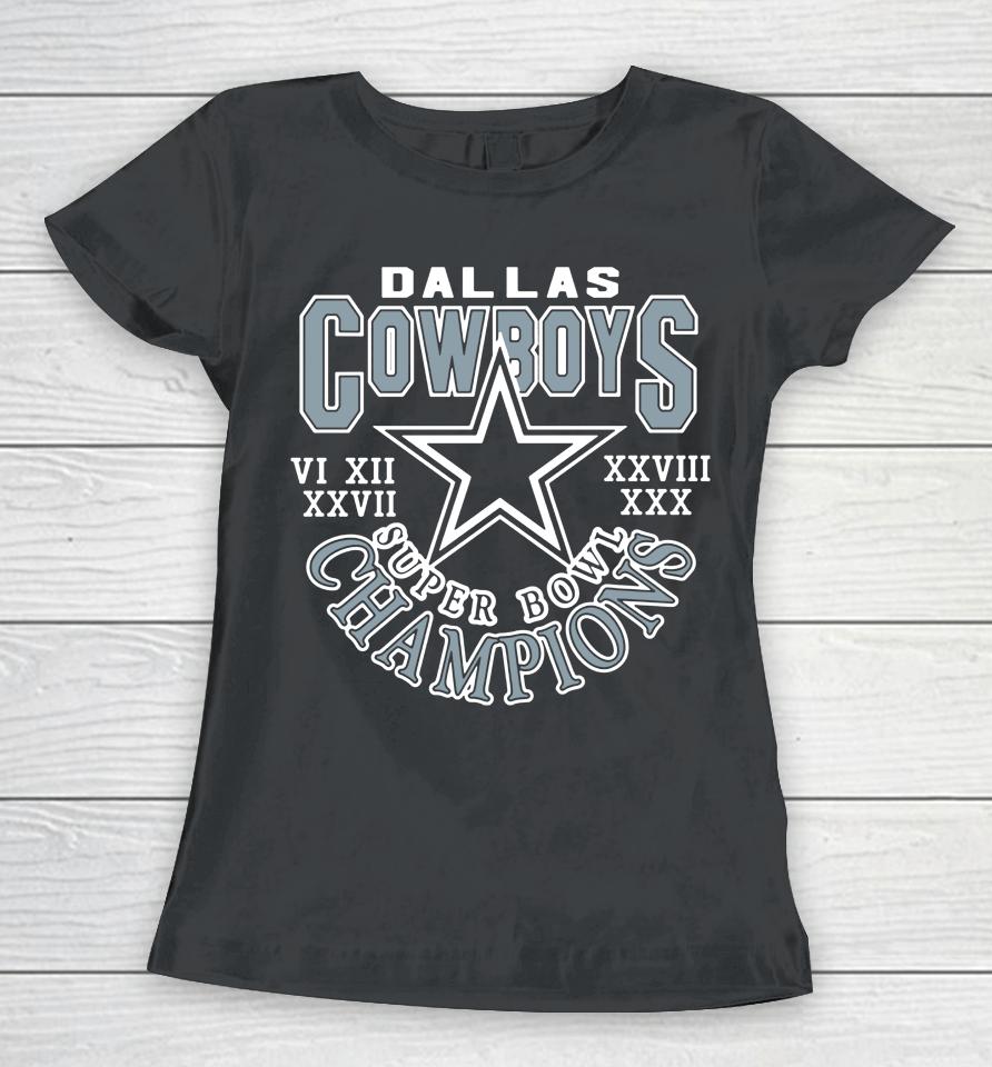 Dallas Cowboys 5 Time Super Bowl Champions Women T-Shirt