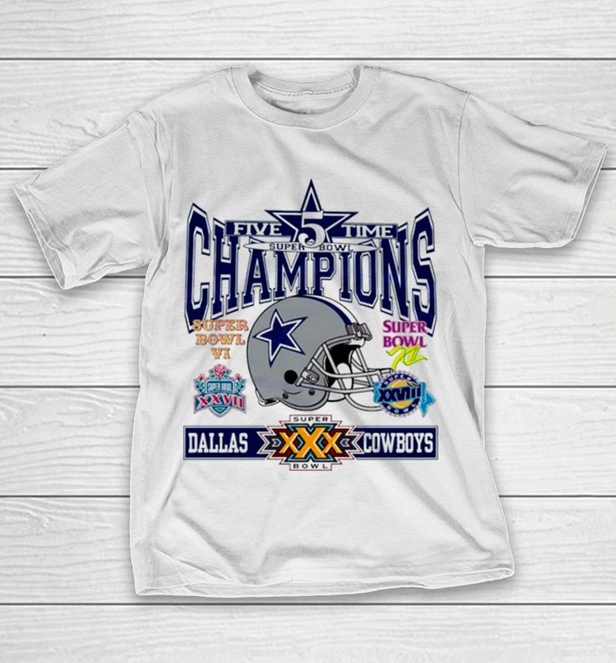 Dallas Cowboys 5 Time Super Bowl Champions T-Shirt