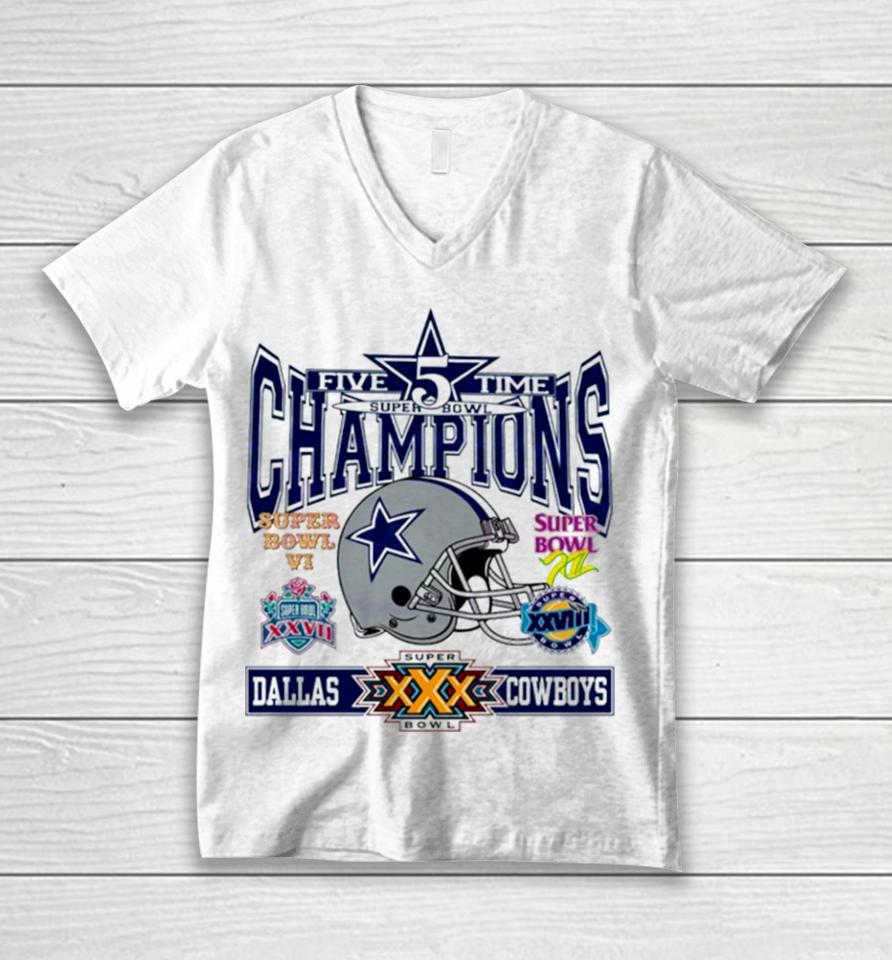 Dallas Cowboys 5 Time Super Bowl Champions Unisex V-Neck T-Shirt