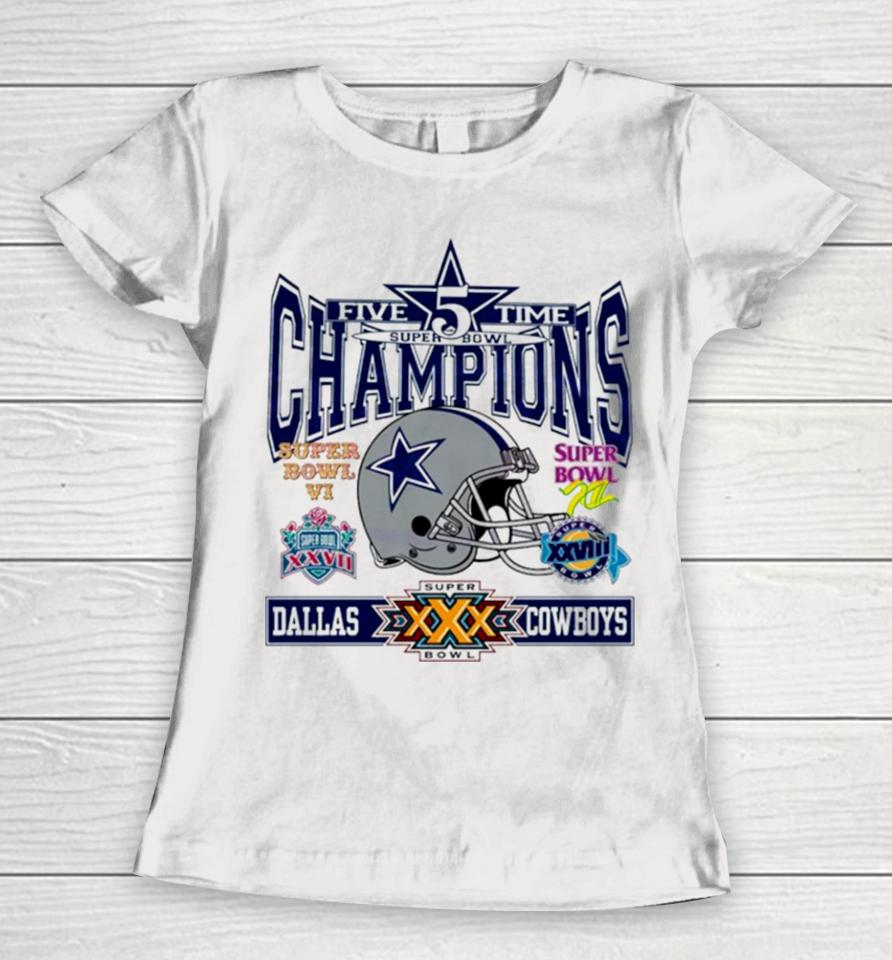Dallas Cowboys 5 Time Super Bowl Champions Women T-Shirt