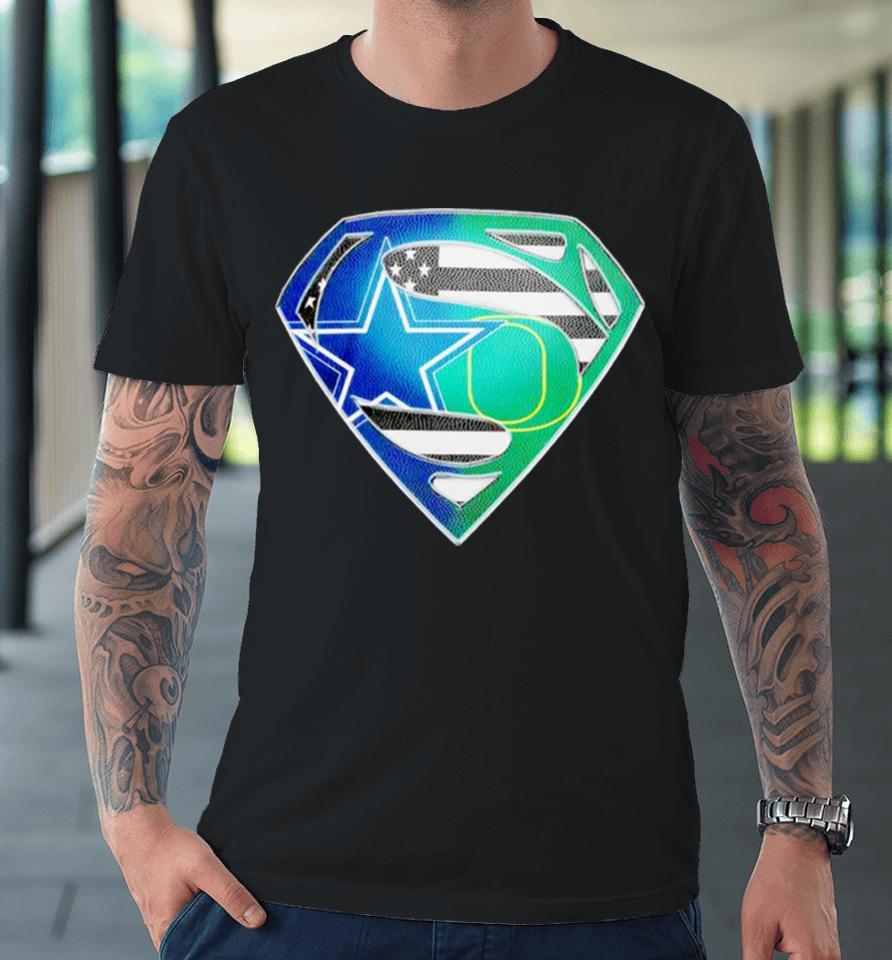 Dallas Cowboys And Oregon Ducks Superman Sports Logo Premium T-Shirt