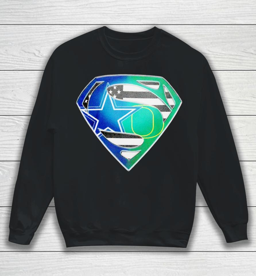 Dallas Cowboys And Oregon Ducks Superman Sports Logo Sweatshirt