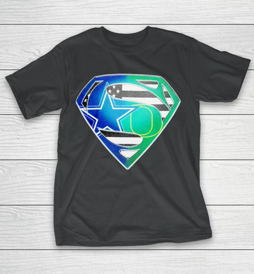 Dallas Cowboys And Oregon Ducks Superman Sports Logo T-Shirt