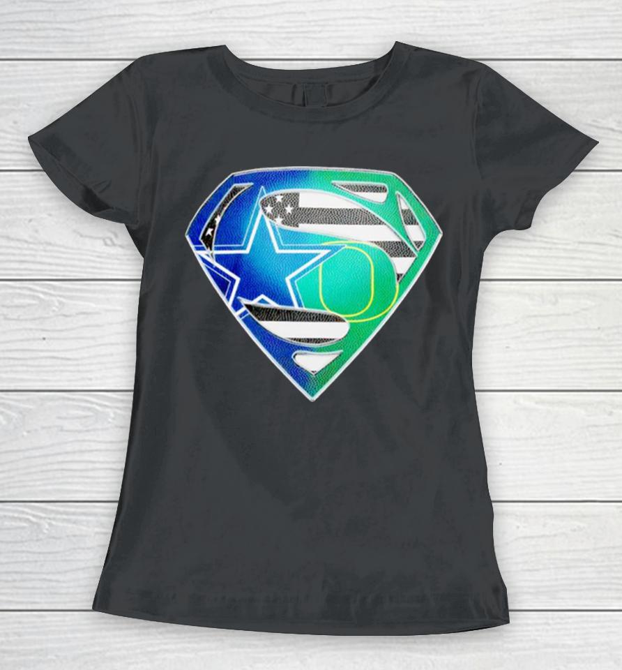 Dallas Cowboys And Oregon Ducks Superman Sports Logo Women T-Shirt