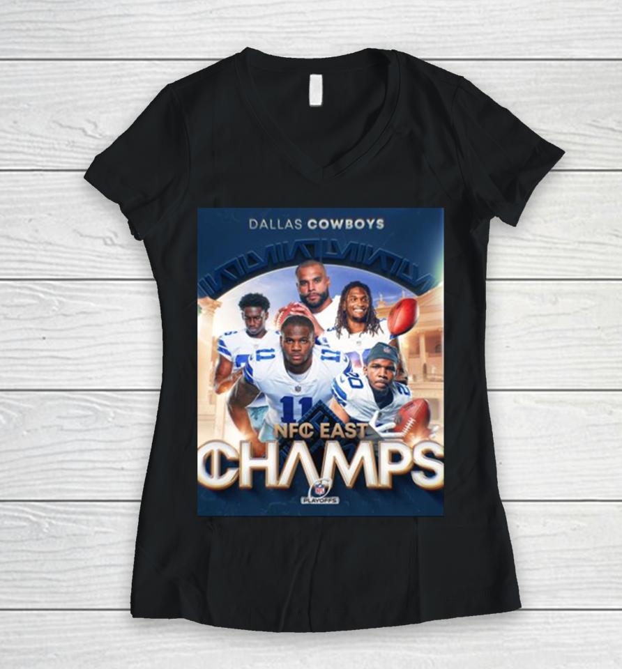 Dallas Cowboys Are Nfc East Champs Nfl Playoffs 2024 Women V-Neck T-Shirt