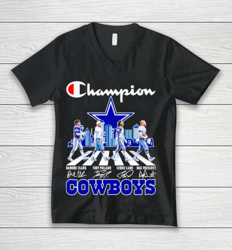 Dallas Cowboys Champions Abbey Road Signatures Skyline Unisex V-Neck T-Shirt