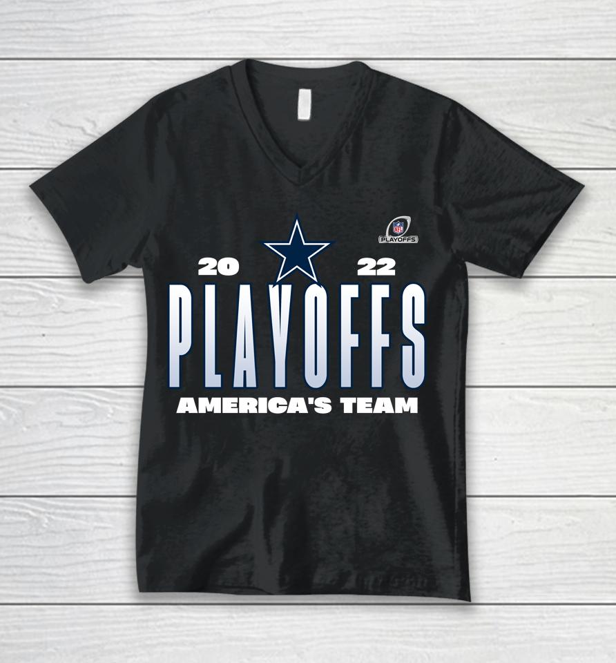 Dallas Cowboys Fanatics 2022 Nfl Playoffs Our Time Unisex V-Neck T-Shirt
