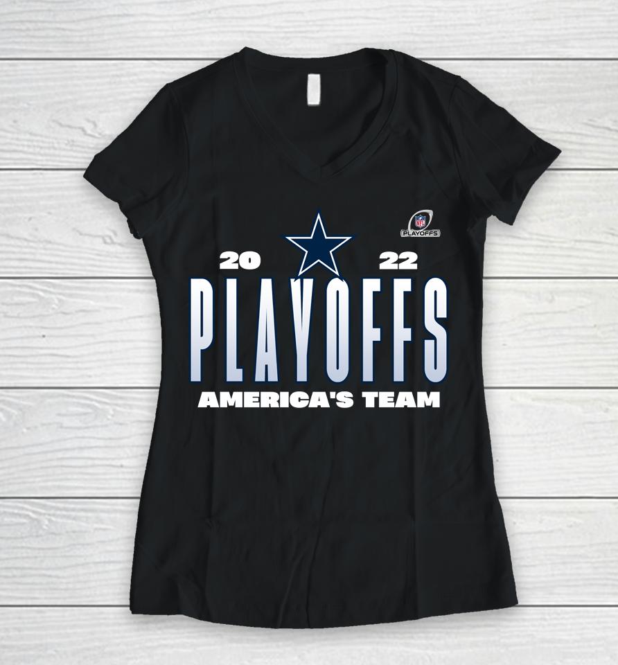 Dallas Cowboys Fanatics 2022 Nfl Playoffs Our Time Women V-Neck T-Shirt