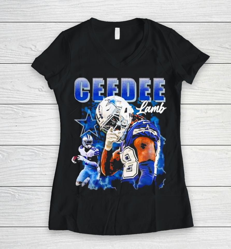 Dallas Cowboys Football Player Ceedee Lamb Helmet So Cool Women V-Neck T-Shirt