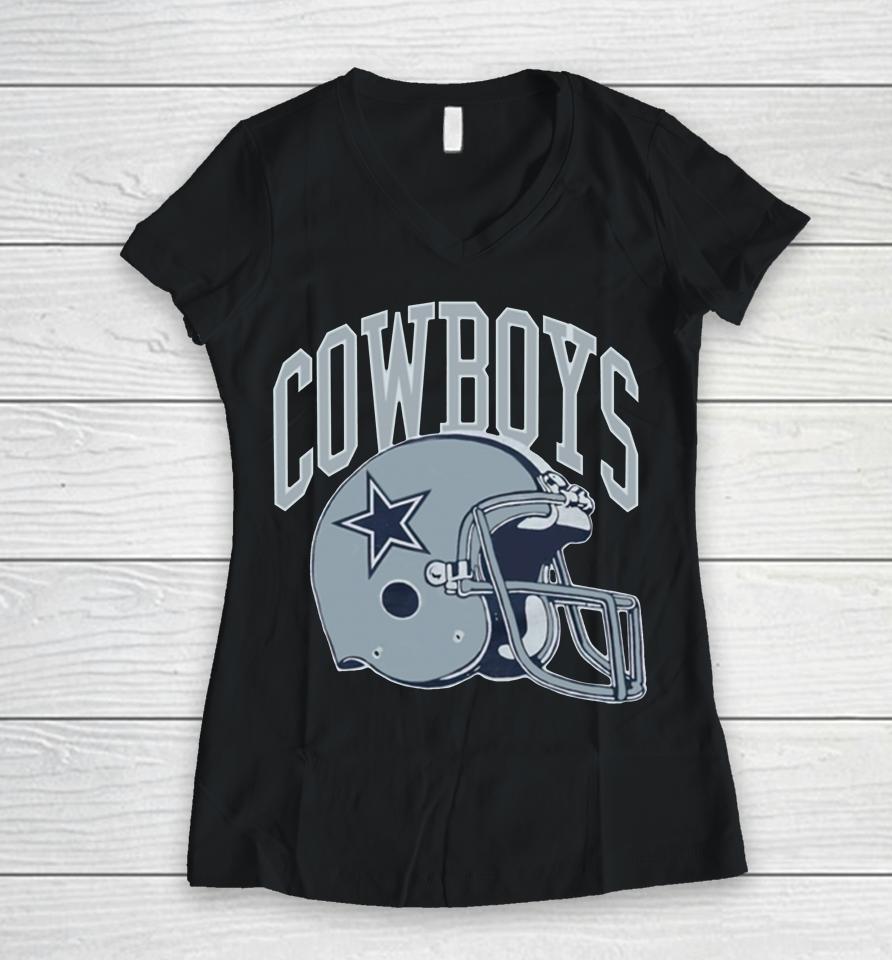 Dallas Cowboys Helmet 2022 Homage Women V-Neck T-Shirt