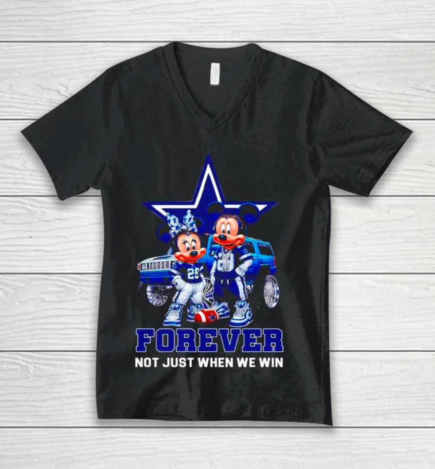 Dallas Cowboys Mickey And Minnie Forever Not Just When We Win Unisex V-Neck T-Shirt
