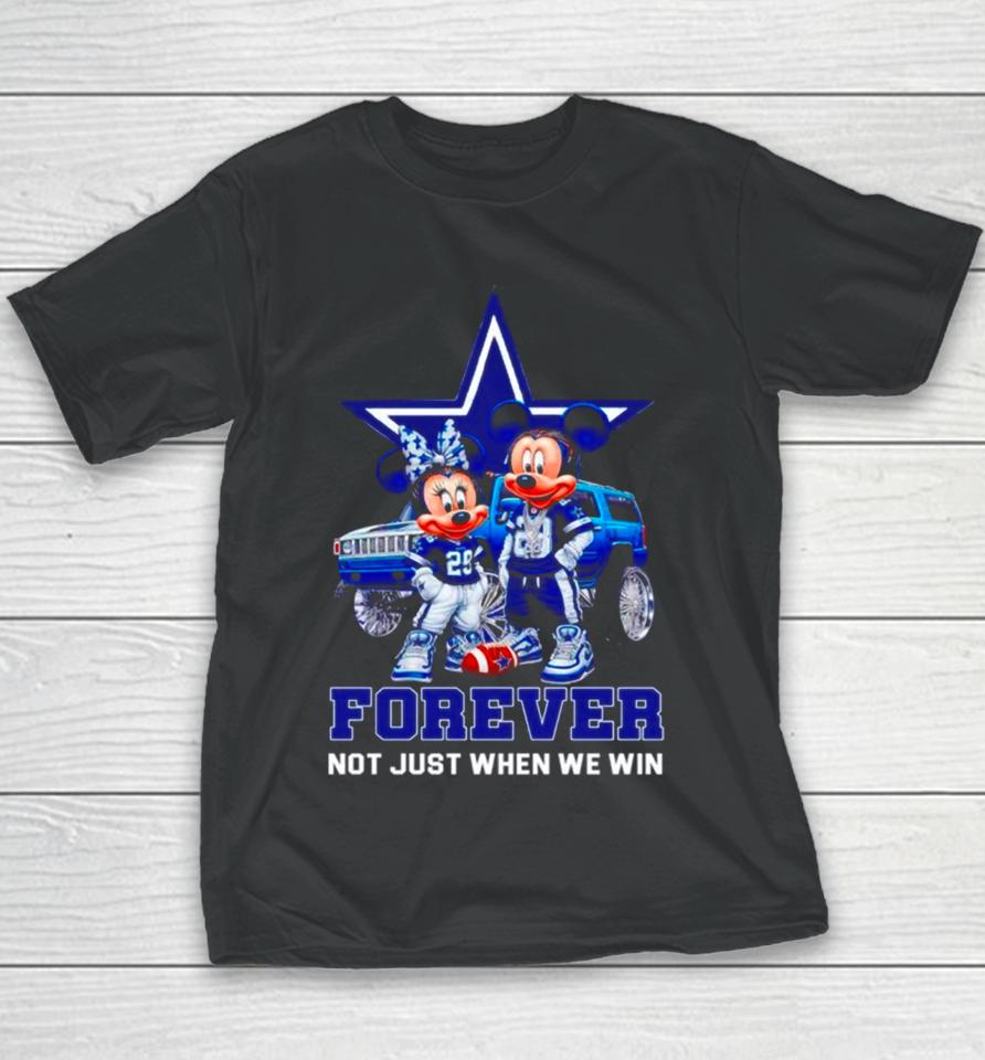 Dallas Cowboys Mickey And Minnie Forever Not Just When We Win Youth T-Shirt
