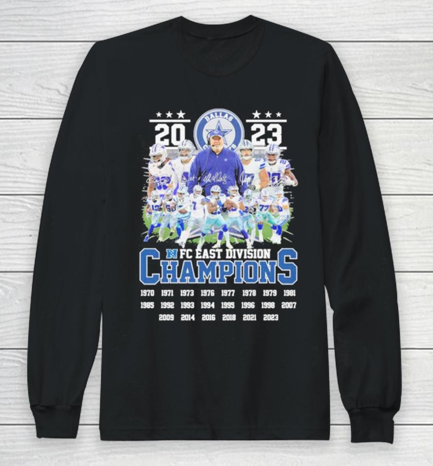 Dallas Cowboys Nfc East Division Champions 1970 1994 2021 2023 Signatures Long Sleeve T-Shirt