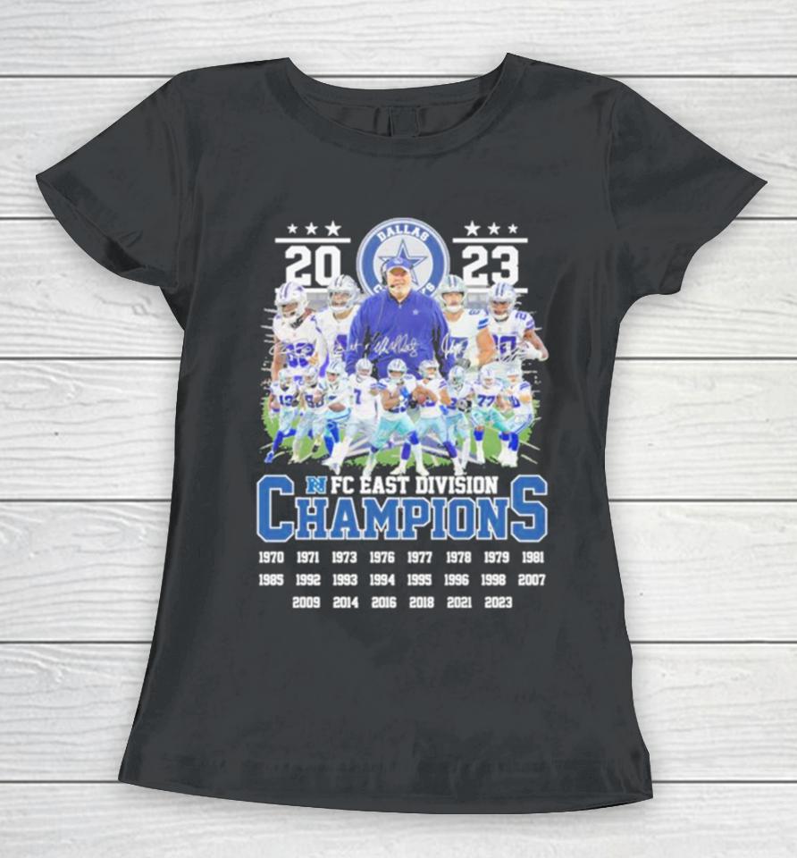 Dallas Cowboys Nfc East Division Champions 1970 1994 2021 2023 Signatures Women T-Shirt