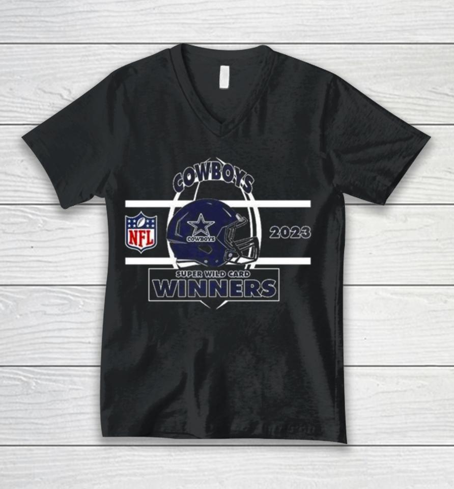 Dallas Cowboys Nfc Super Wild Card Champions Season 2023 2024 Nfl Divisional Helmet Winners Unisex V-Neck T-Shirt