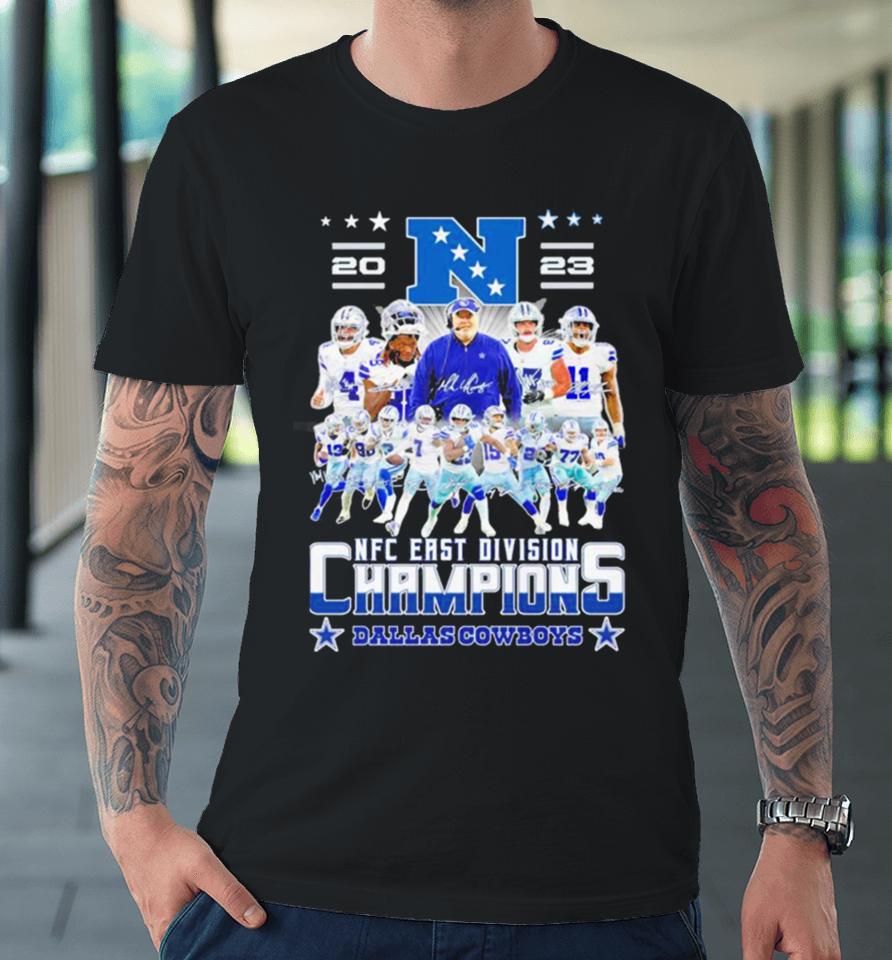 Dallas Cowboys Players 2023 Nfc East Division Champions Signatures Premium T-Shirt