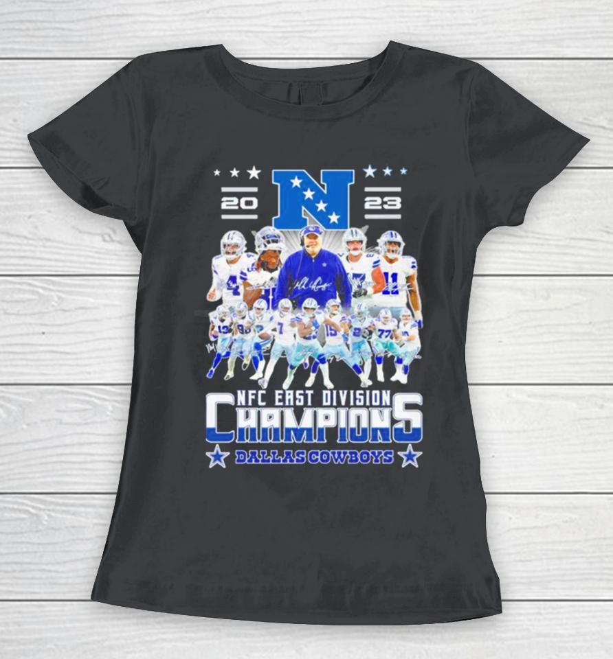 Dallas Cowboys Players 2023 Nfc East Division Champions Signatures Women T-Shirt
