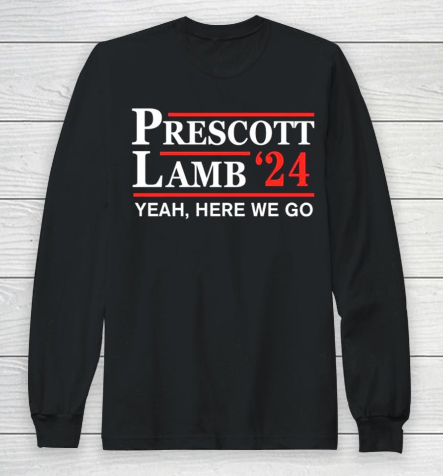 Dallas Cowboys Prescott Lamb 24 Here We Go Long Sleeve T-Shirt