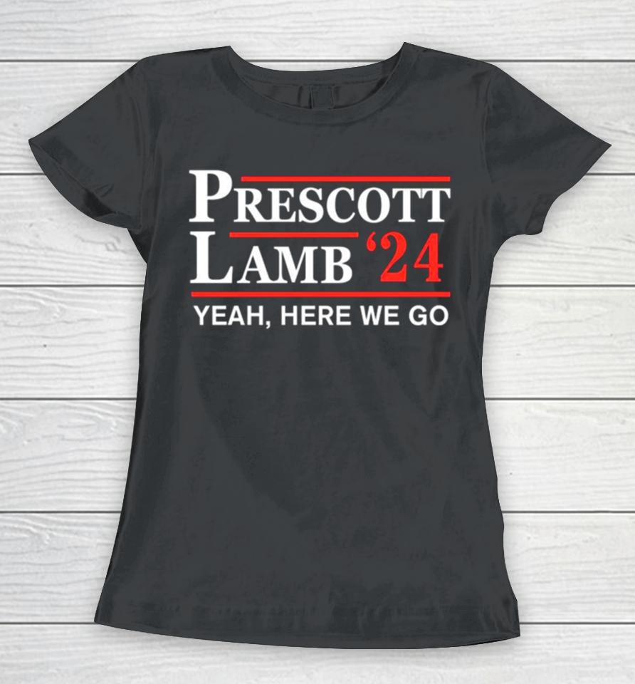 Dallas Cowboys Prescott Lamb 24 Here We Go Women T-Shirt
