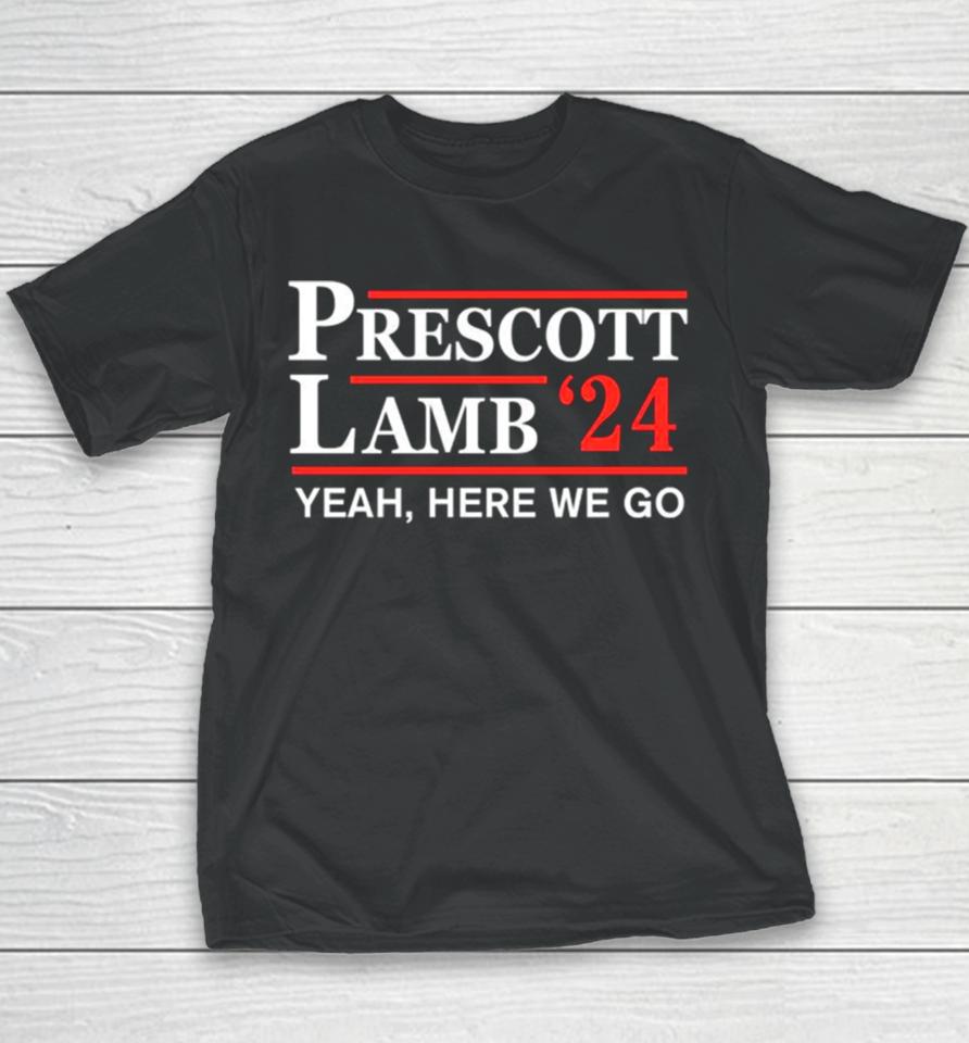 Dallas Cowboys Prescott Lamb 24 Here We Go Youth T-Shirt