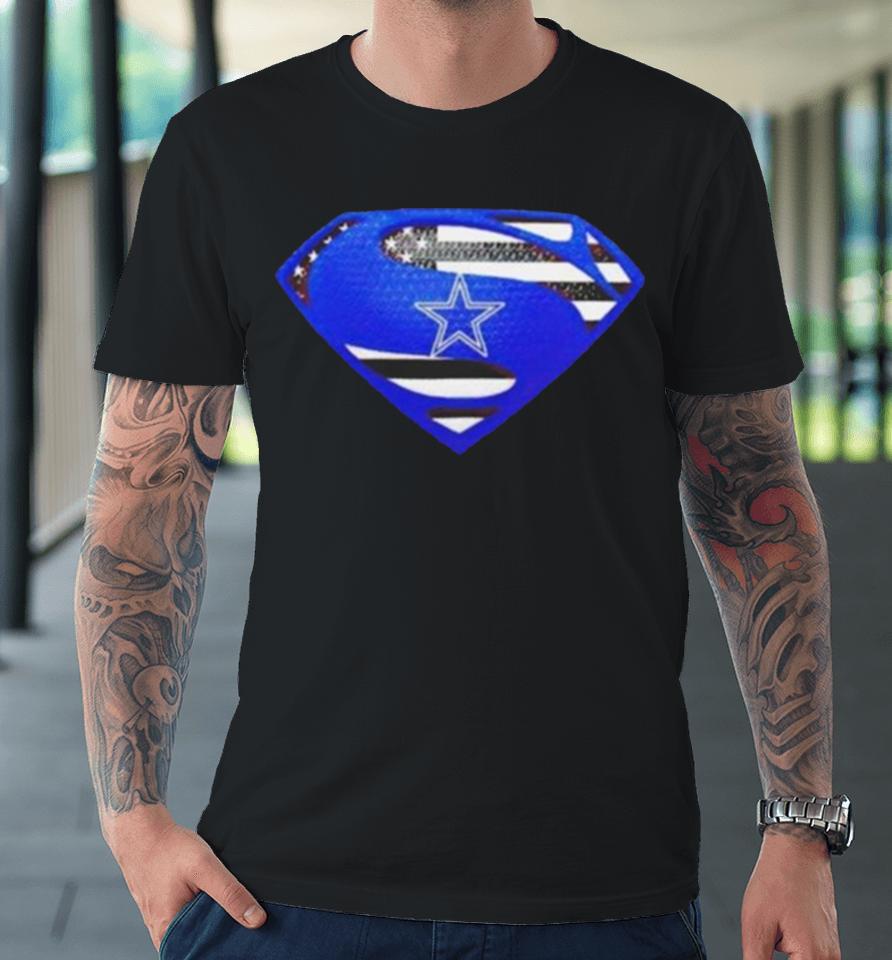 Dallas Cowboys Usa Flag Inside Superman Premium T-Shirt