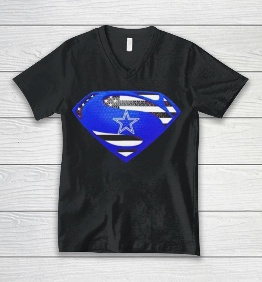 Dallas Cowboys Usa Flag Inside Superman Unisex V-Neck T-Shirt