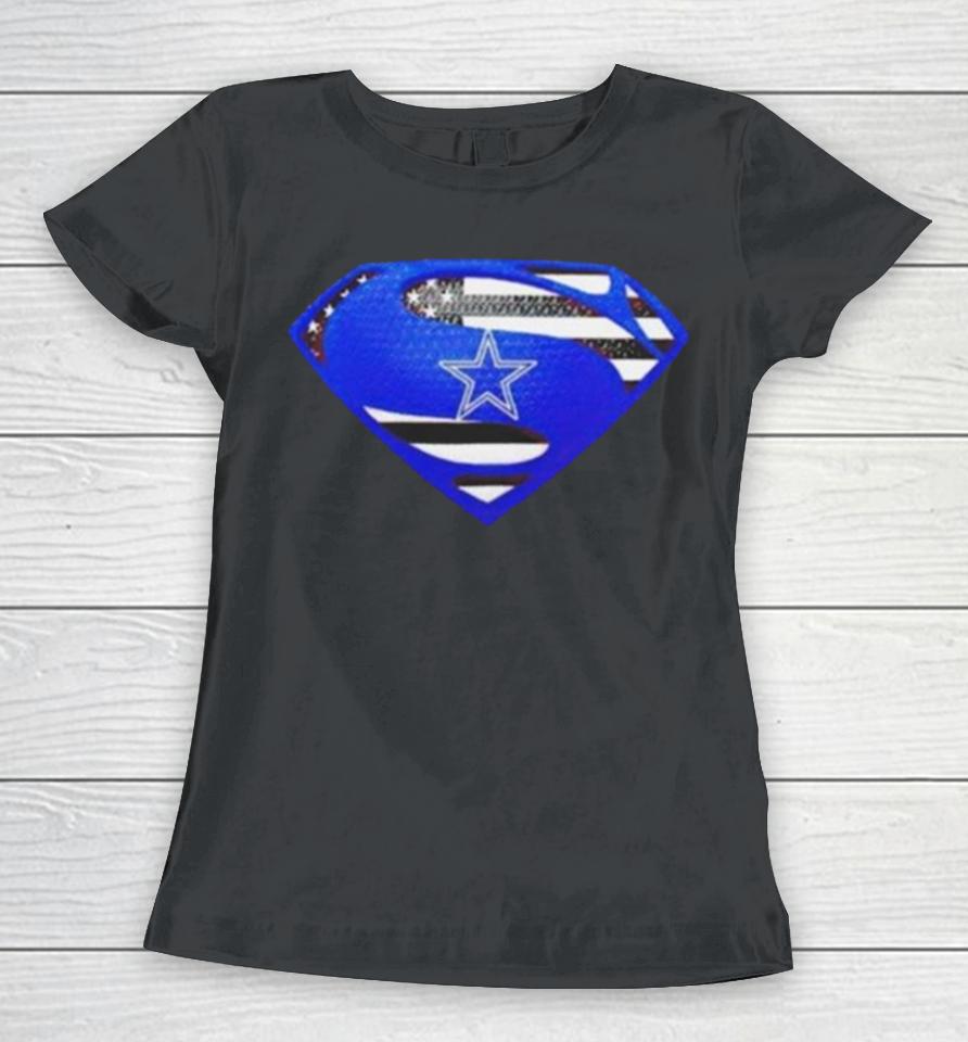 Dallas Cowboys Usa Flag Inside Superman Women T-Shirt
