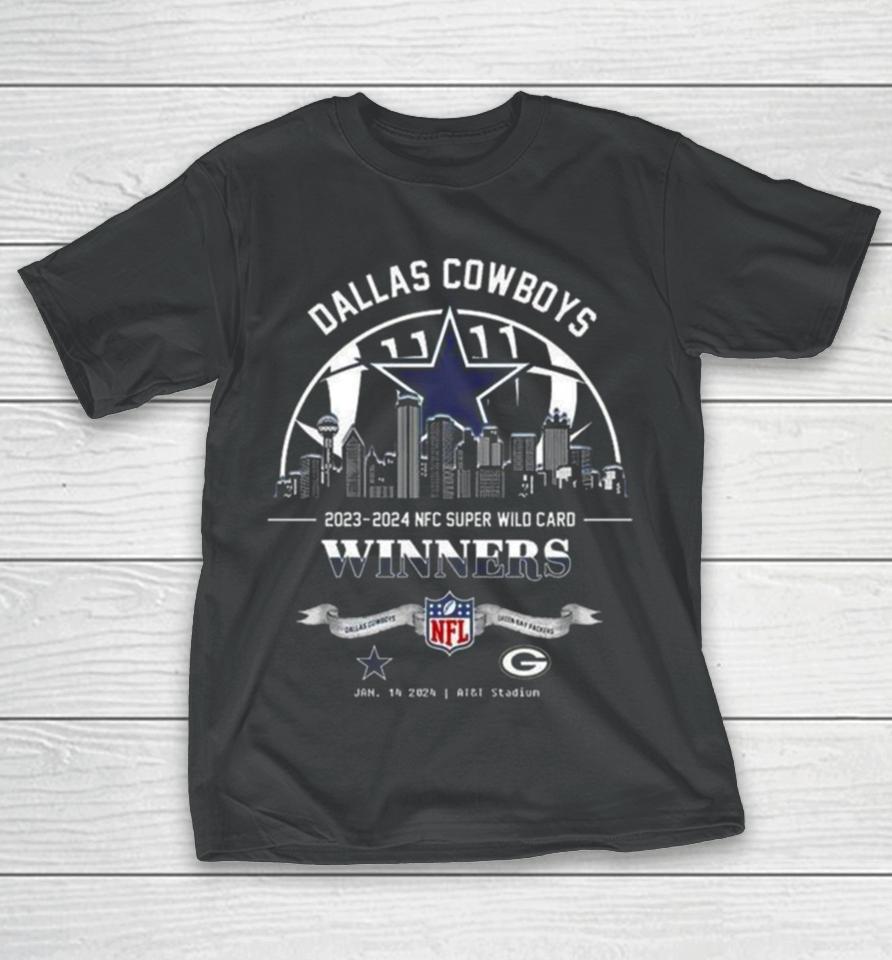 Dallas Cowboys Winners Season 2023 2024 Nfc Super Wild Card Nfl Divisional Skyline January 14 2024 At&Amp;T Stadium T-Shirt