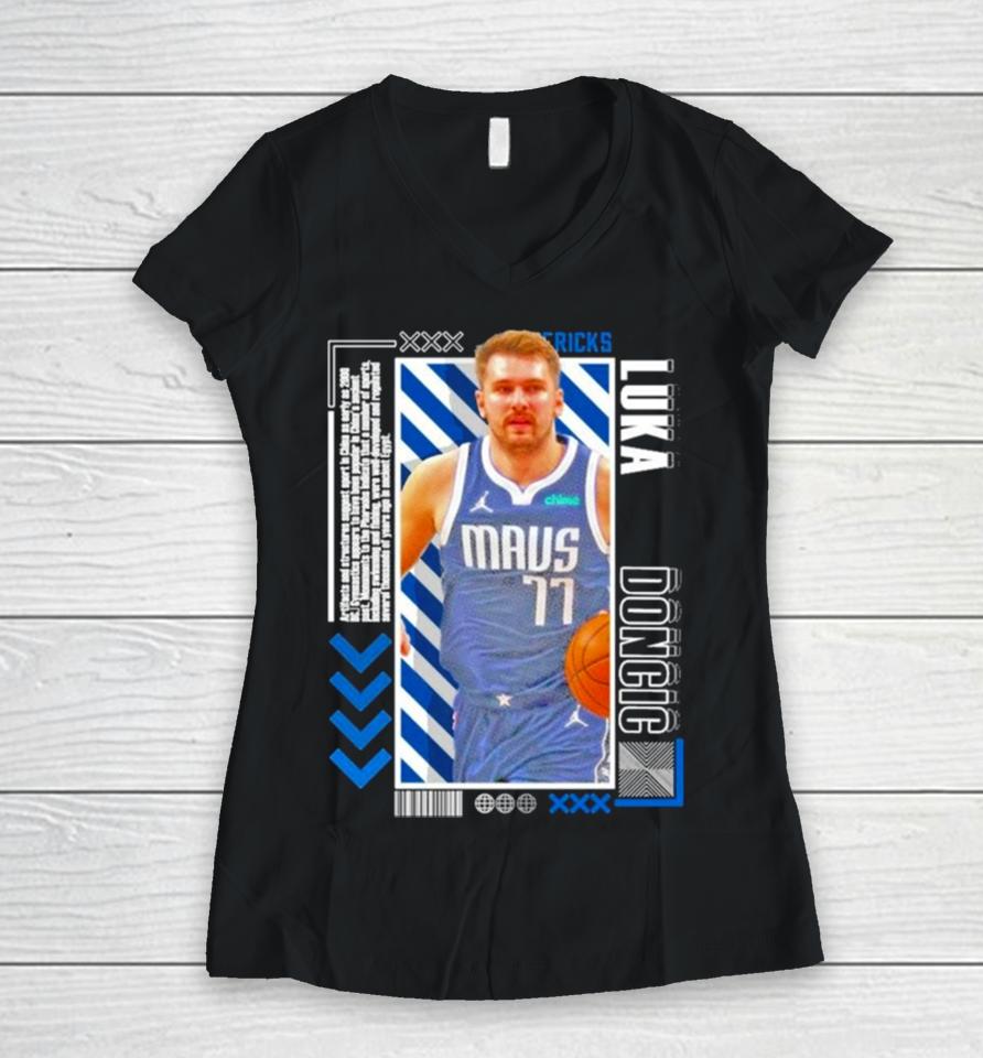 Dallas Mavericks Luka Doncic Basketball Paper Women V-Neck T-Shirt