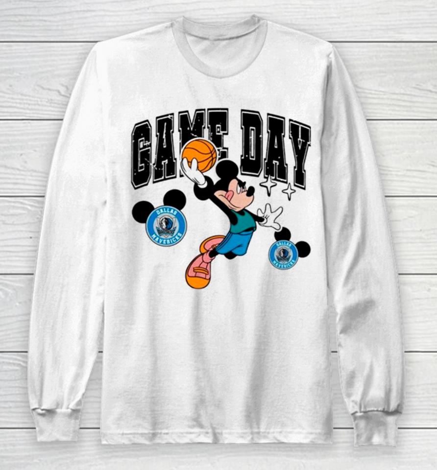 Dallas Mavericks Mickey Basketball Game Day Retro Long Sleeve T-Shirt
