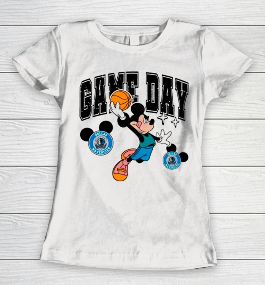 Dallas Mavericks Mickey Basketball Game Day Retro Women T-Shirt