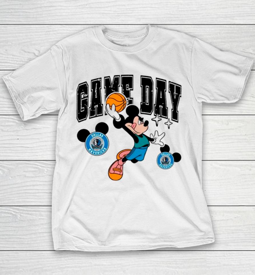 Dallas Mavericks Mickey Basketball Game Day Retro Youth T-Shirt