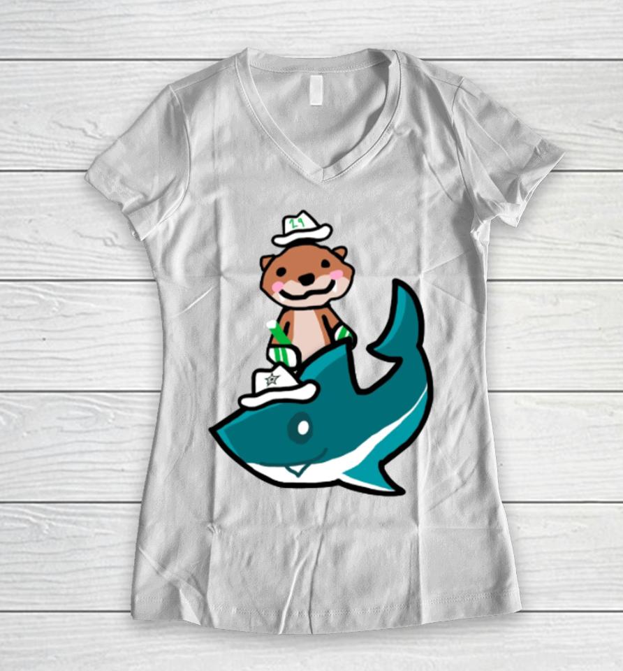 Dallas Stars Jake Otter Stan Shark Women V-Neck T-Shirt