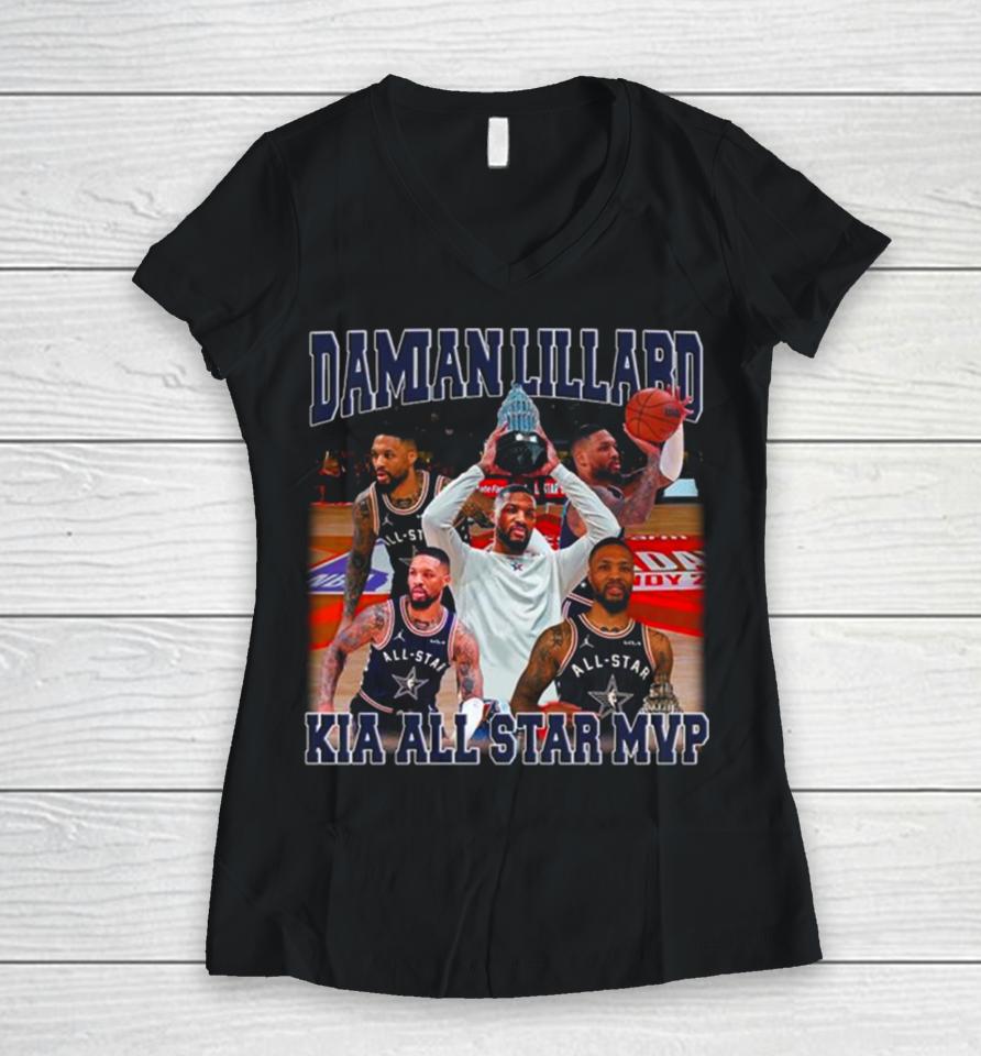 Damian Lillard Kia All Star Mvp Bootleg Vintage Women V-Neck T-Shirt