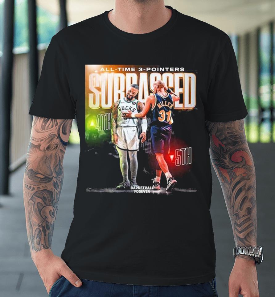 Damian Lillard Surpasses Reggie Miller For 4Th All Time In Three Pointers Made Premium T-Shirt