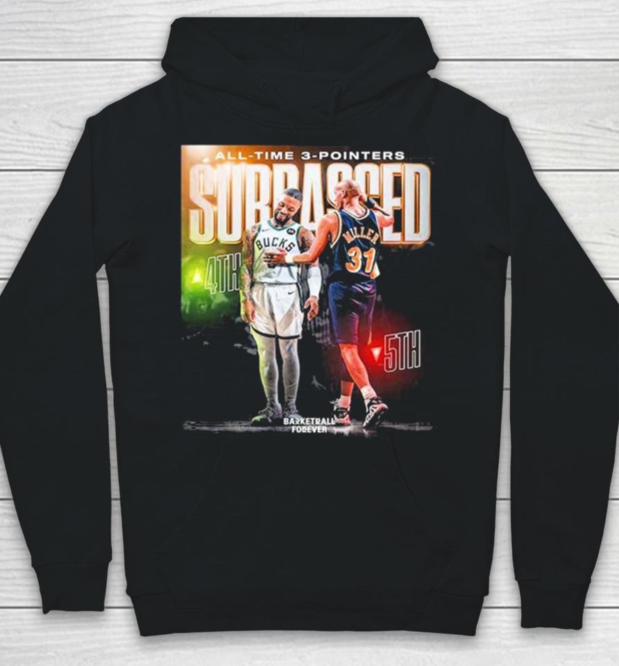 Damian Lillard Surpasses Reggie Miller For 4Th All Time In Three Pointers Made Hoodie