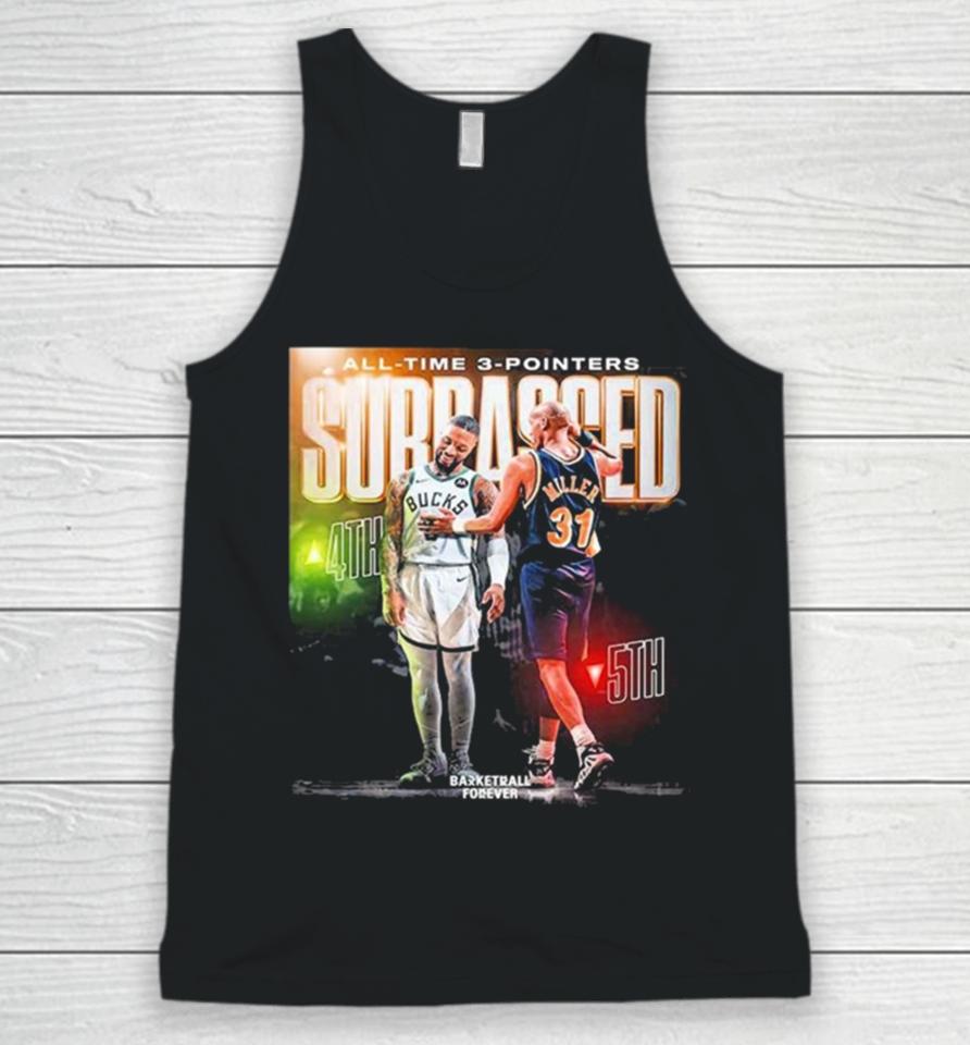 Damian Lillard Surpasses Reggie Miller For 4Th All Time In Three Pointers Made Unisex Tank Top