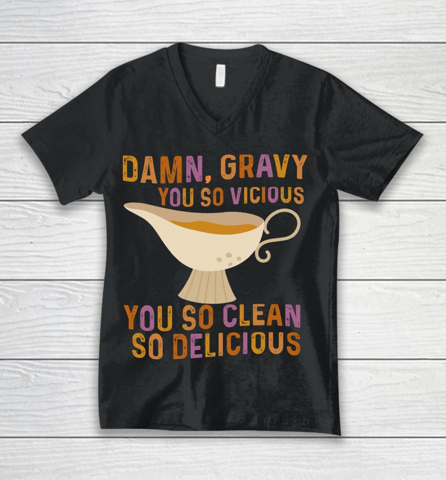 Damn Gravy Thanksgiving Unisex V-Neck T-Shirt