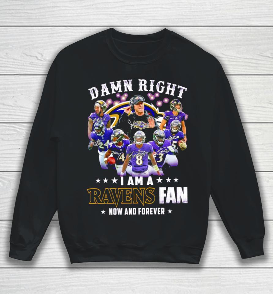 Damn Right I Am A Baltimore Ravens Fan Now And Forever 2023 2024 Road To Super Bowl Signatures Sweatshirt