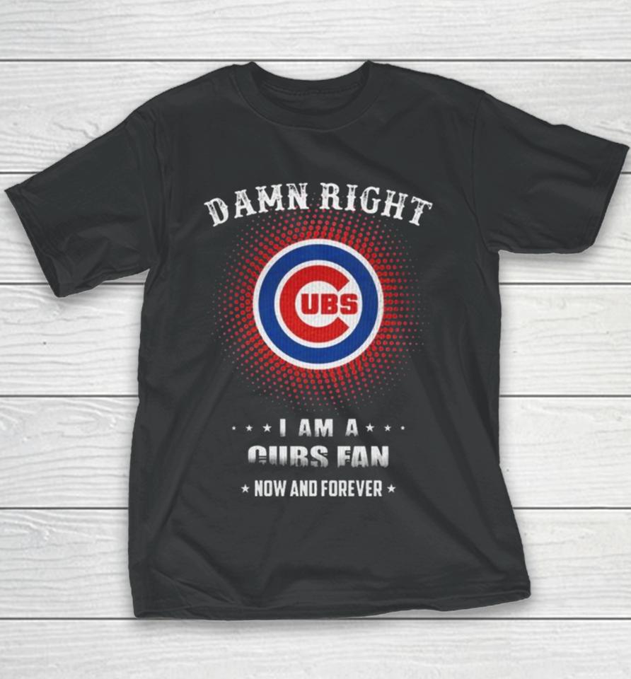 Damn Right I Am A Chicago Cubs Logo Fan Now And Forever 2024 Youth T-Shirt