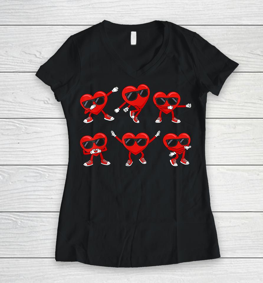 Dancing Hearts Dance Challenge Valentines Day Women V-Neck T-Shirt