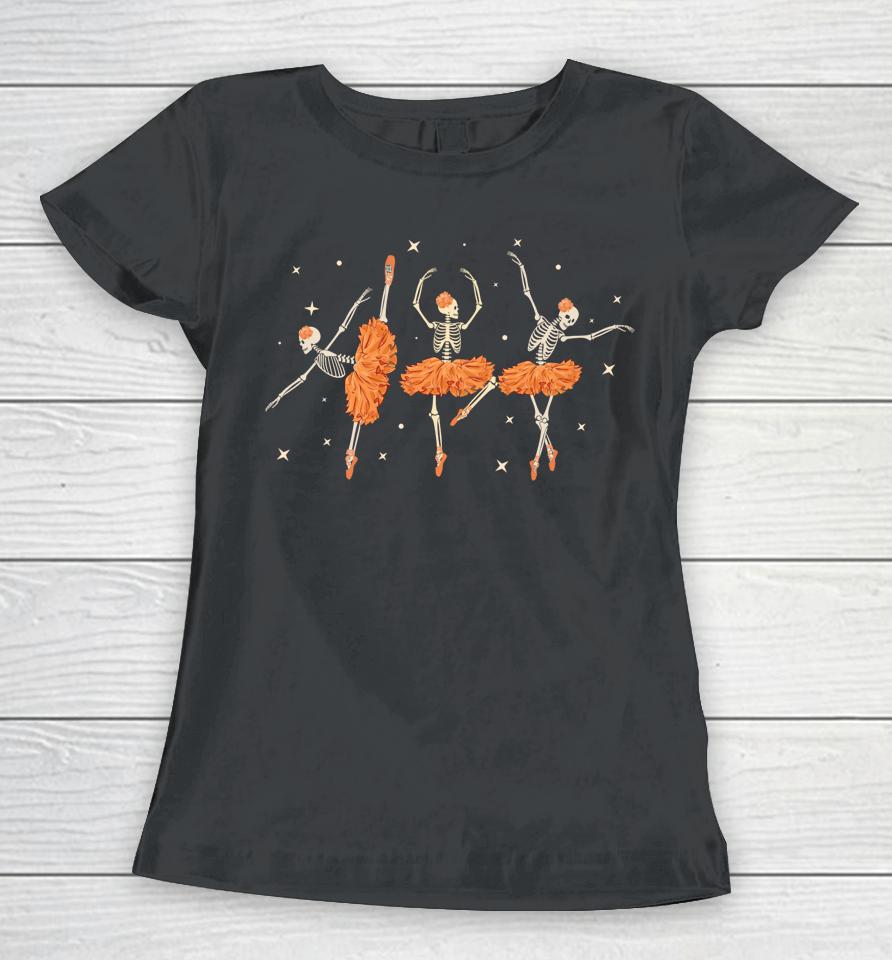 Dancing Skeleton Ballerina Ballet Dance Hallowee Women T-Shirt