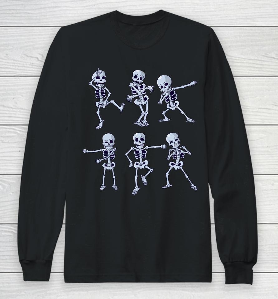 Dancing Skeletons Dabbing Skeleton Dab Boys Girls Halloween Long Sleeve T-Shirt