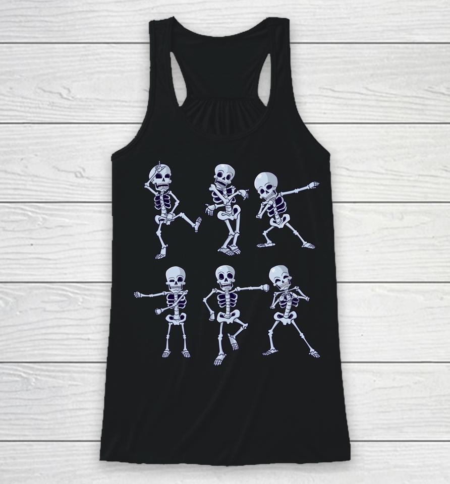 Dancing Skeletons Dabbing Skeleton Dab Boys Girls Halloween Racerback Tank