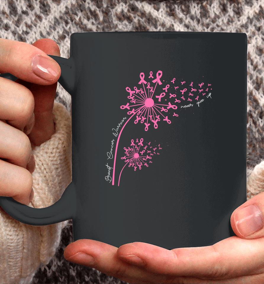 Dandelion Pink Flower Ribbon Breast Cancer Awareness Women's Coffee Mug